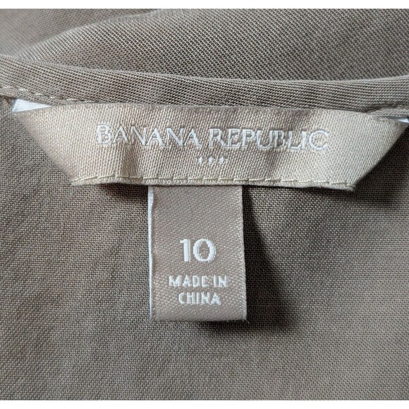 Banana Republic Size 10 Shirt Dress Snap Buttons Taupe Lyocell Utility Safari - Picture 5 of 8
